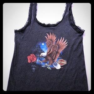 1987 Vintage Harley Davidson lace tank top